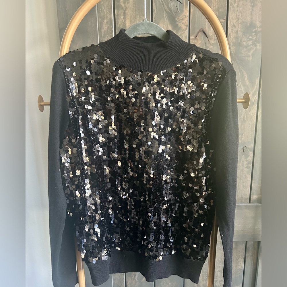 Ann Taylor Black Sequin Sweater